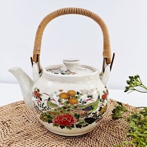 Vintage Japanese Decorative Peacock Floral Teapot